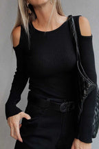 Cold Shoulder Black Sweater
