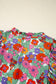 Red Floral Puff Sleeve Blouse