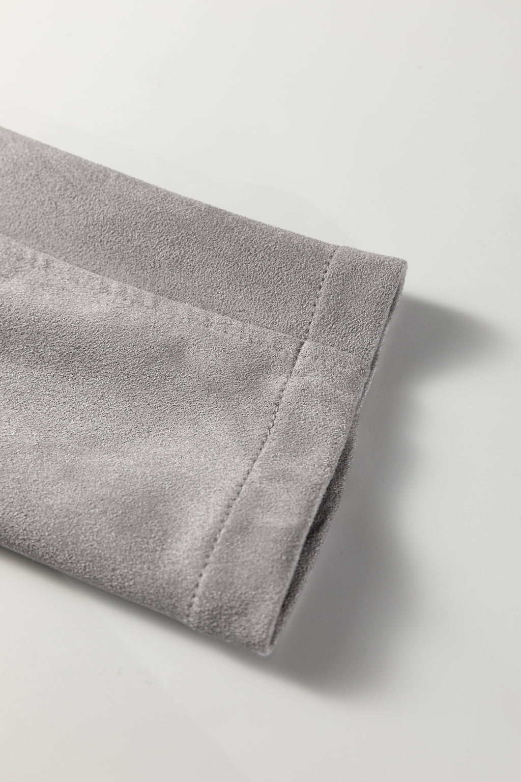 Gray Cropped Fringe Faux Suede Jacket