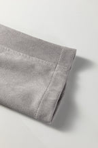 Gray Cropped Fringe Faux Suede Jacket