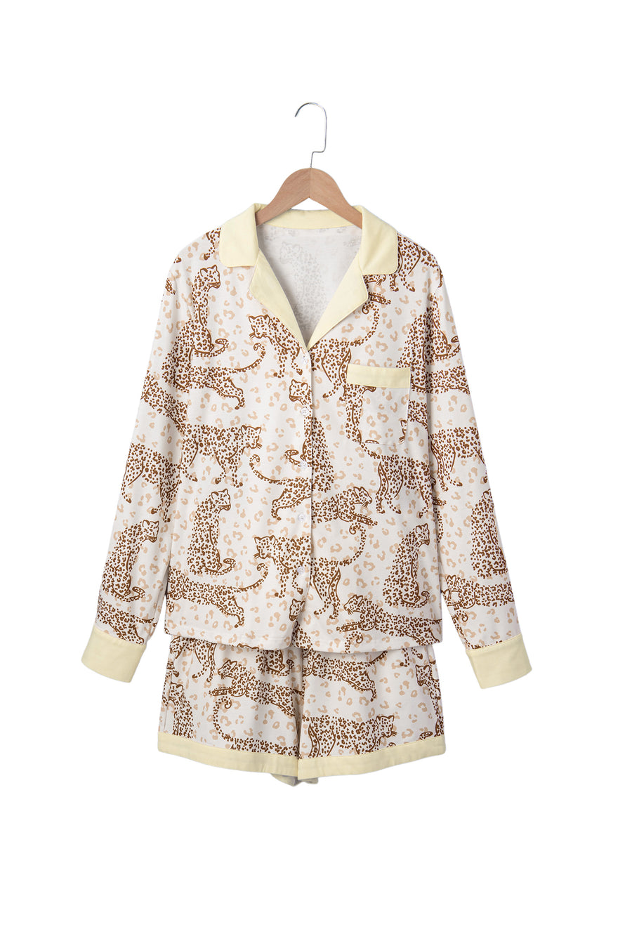 Leopard Print Colorblock Long Sleeve Lounge Set Women UK