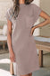 Cozy Oatmeal Sweater Dress – Soft Ribbed Knit with Pockets & Short Sleeves