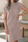 Cozy Oatmeal Sweater Dress – Soft Ribbed Knit with Pockets & Short Sleeves