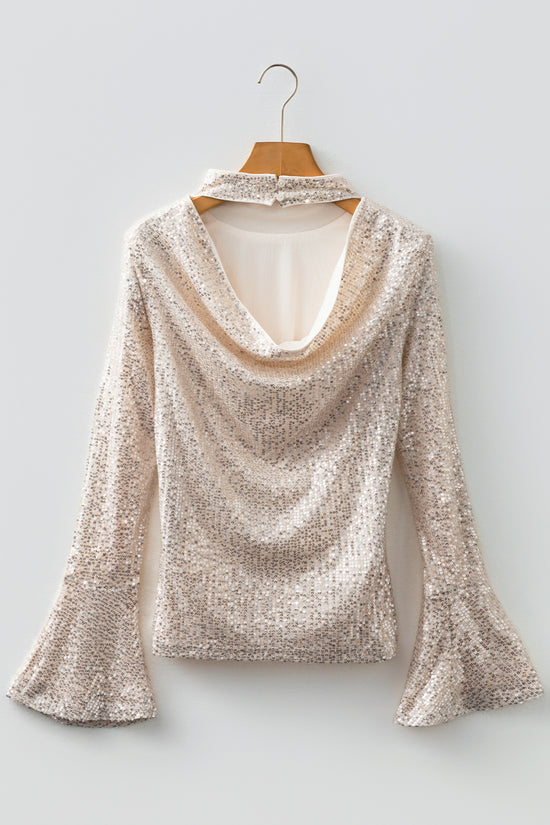 Open Back Sequin Party Top – Bell Sleeves