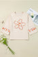 Beige Flower Patch Graphic Top