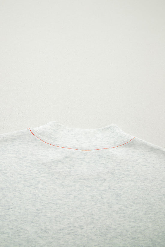 Reversible Contrast Stitch Drop Shoulder High Neck Short Sleeve Tee