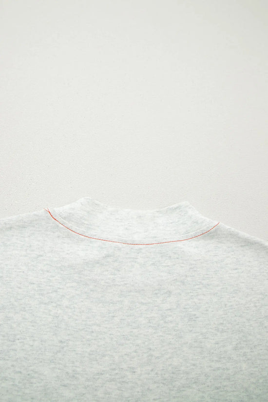 Reversible Contrast Stitch Drop Shoulder High Neck Short Sleeve Tee