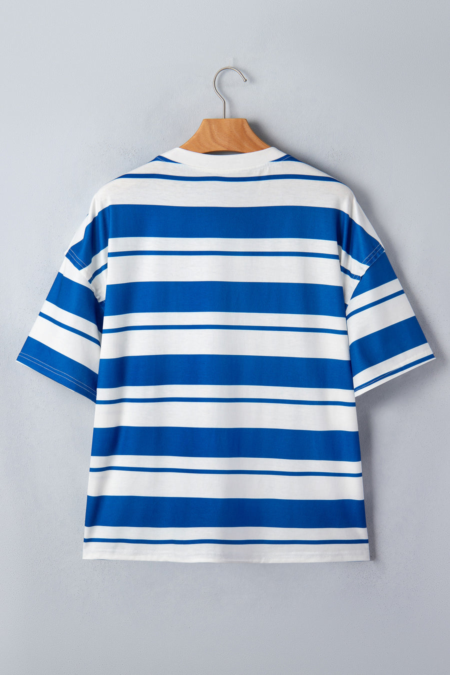 Blue Stripe USA Graphic Drop Shoulder Half Sleeve Loose T Shirt