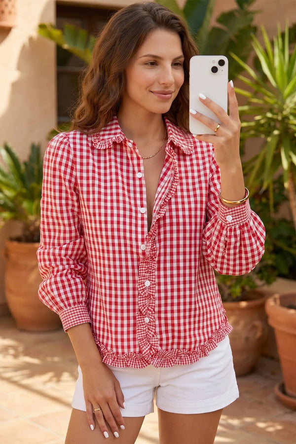 Red plaid shirt back view — Fashionfitz UK