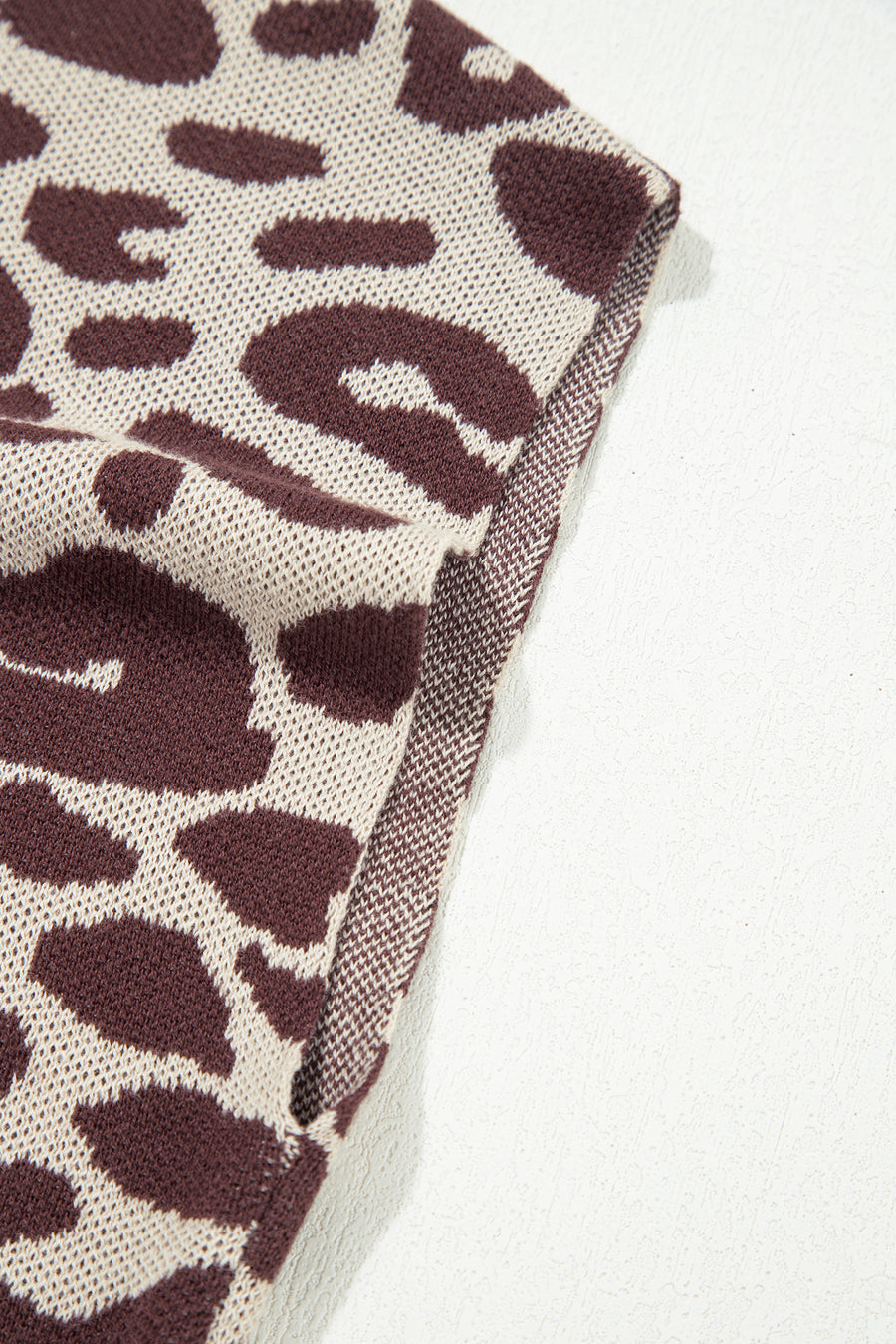 Leopard Print Short Sleeve Knit Sweater
