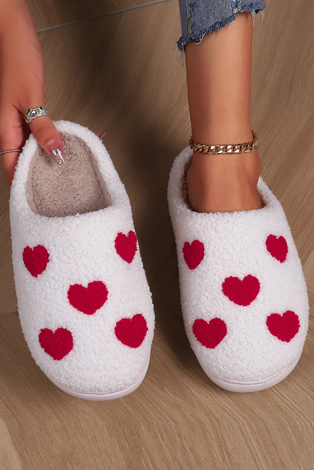 White Christmas Gingerbread Man Plush Home Slippers