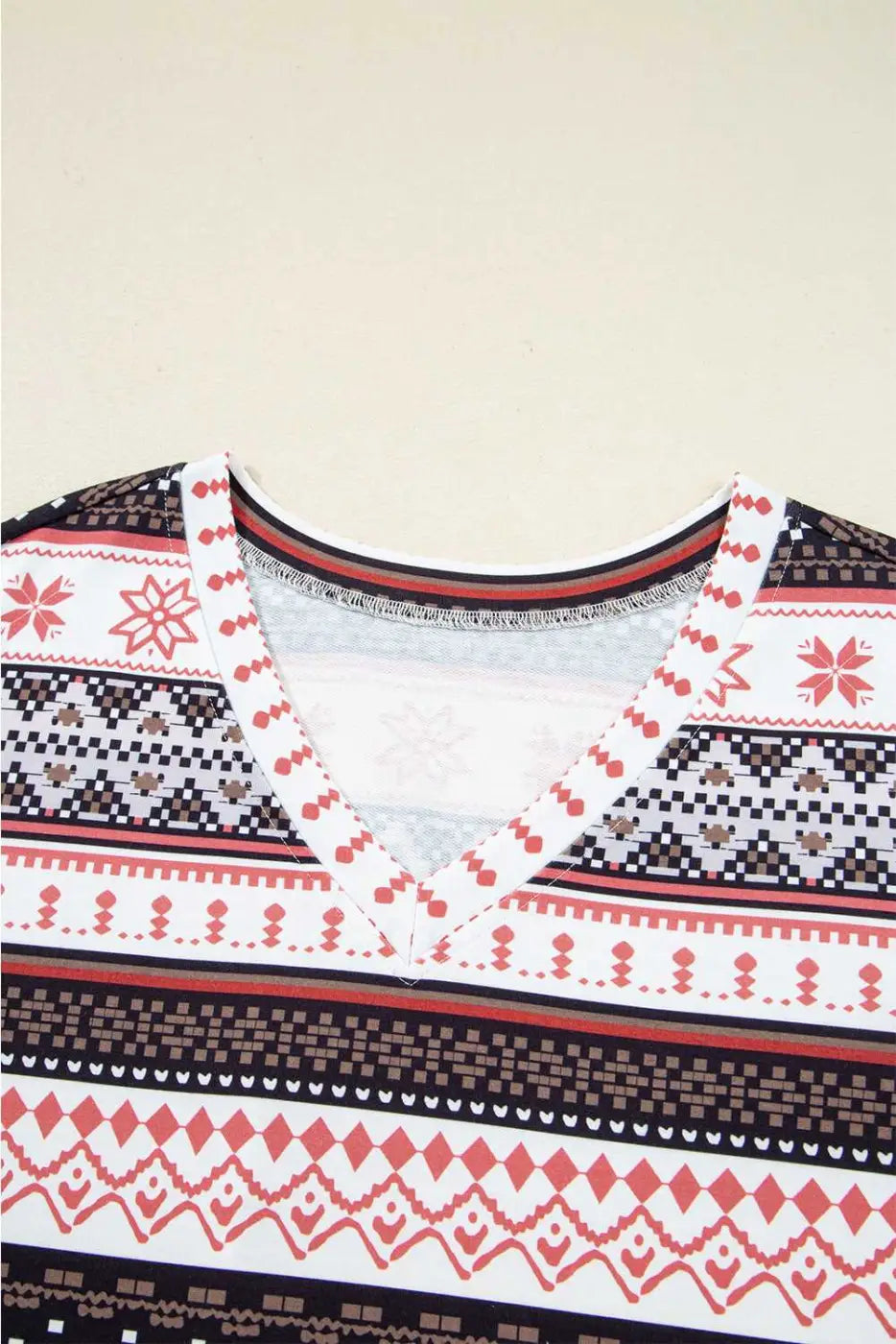 Black christmas retro print lounge set v-neck top high waist pants loungewear