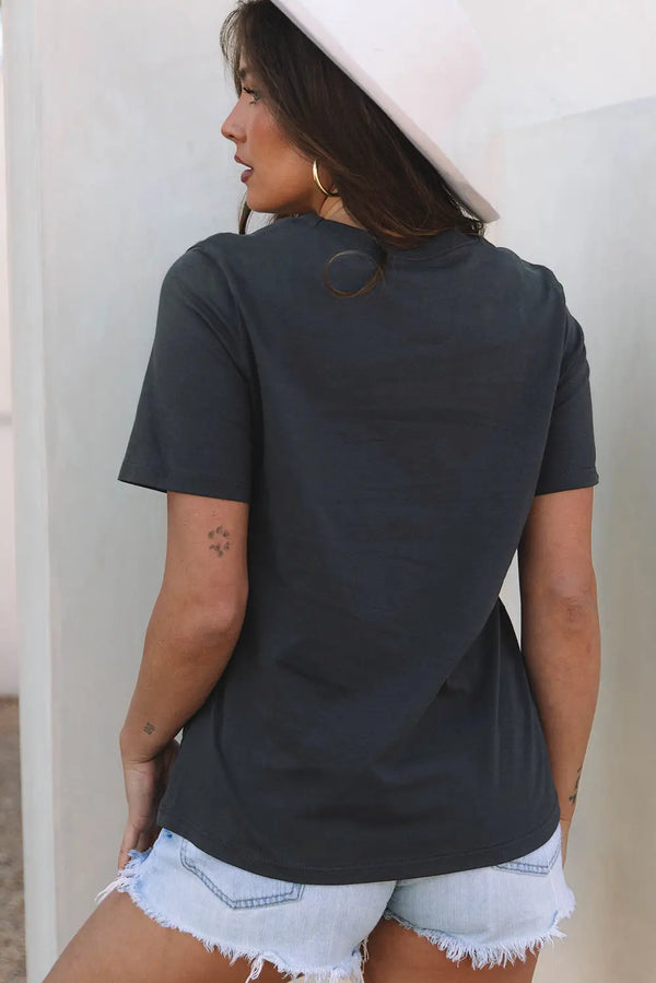 Blue Stripe USA Graphic Drop Shoulder Loose T-Shirt Women UK