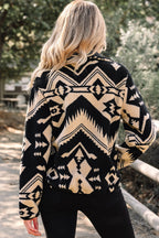 Aztec Pattern Plush Sweatshirt – Half Zip