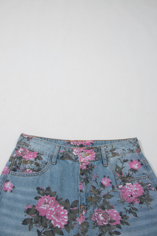 Garden Floral Print Low Rise Bootcut Denim Jeans