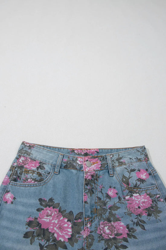 Garden Floral Print Low Rise Bootcut Denim Jeans