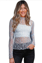 Sheer Floral Lace Slim-Fit Top