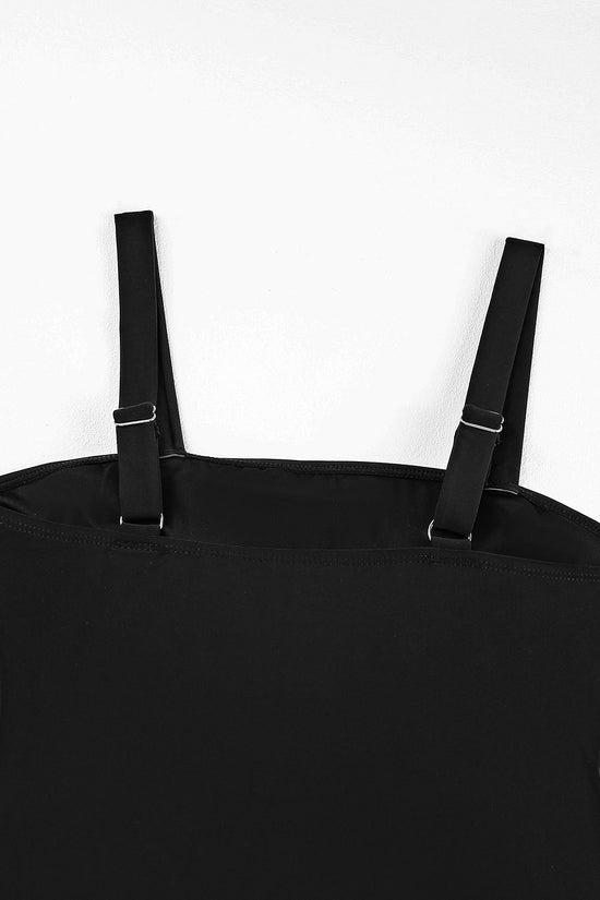 Black Square Neck Tankini Swimsuit