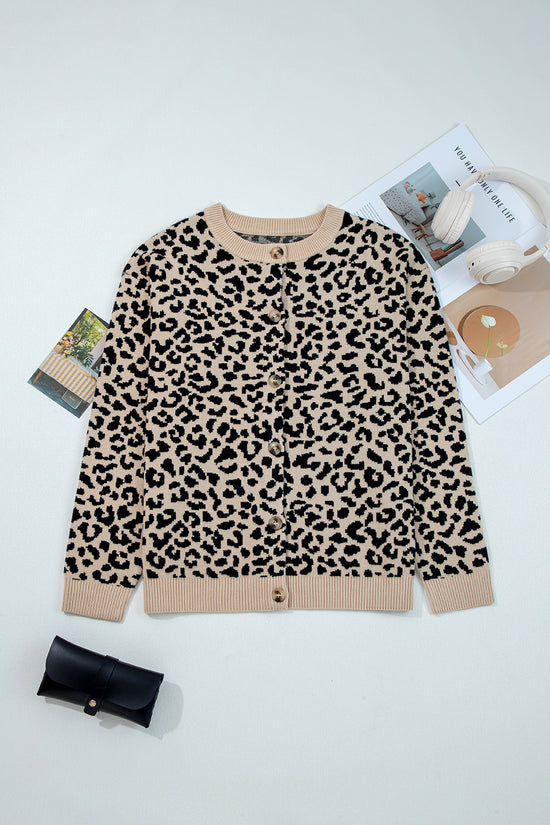 Oversized Chunky Knit Leopard Cardigan