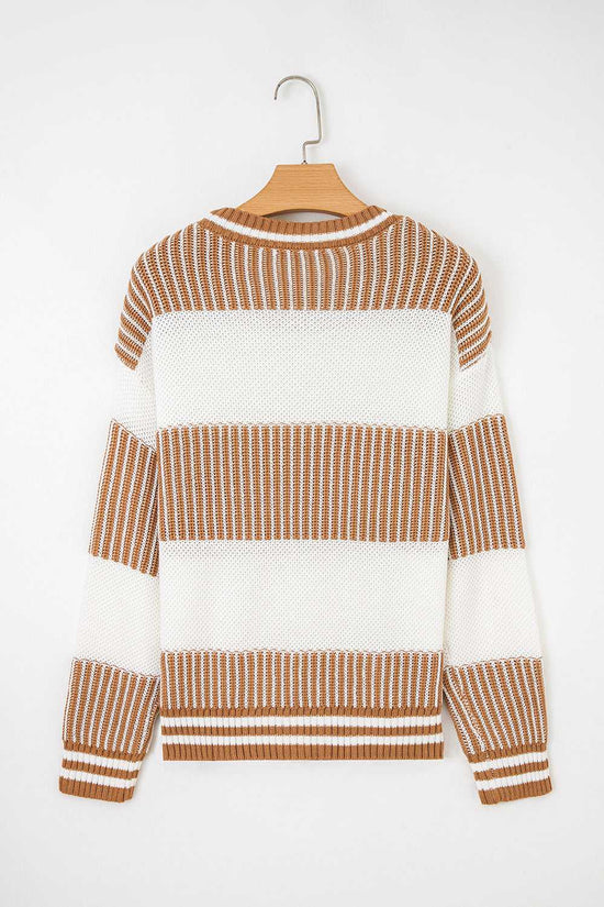 Loose Fit Striped Jumper – Two-Tone