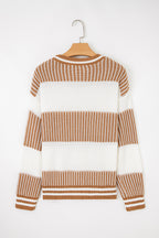 Loose Fit Striped Jumper – Two-Tone