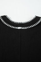 Stitch Detail Tiered V Neck Dress