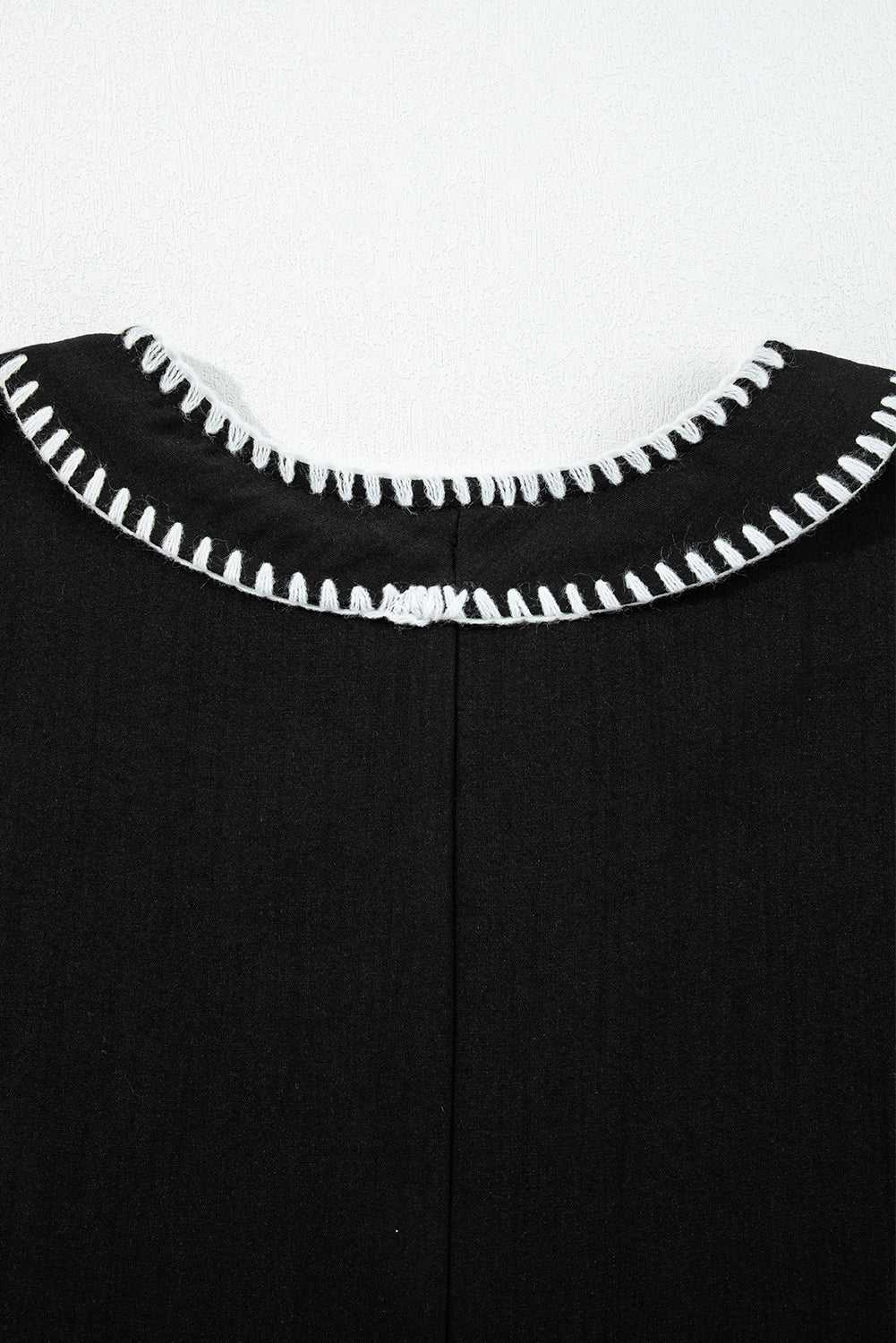 Stitch Detail Tiered V Neck Dress