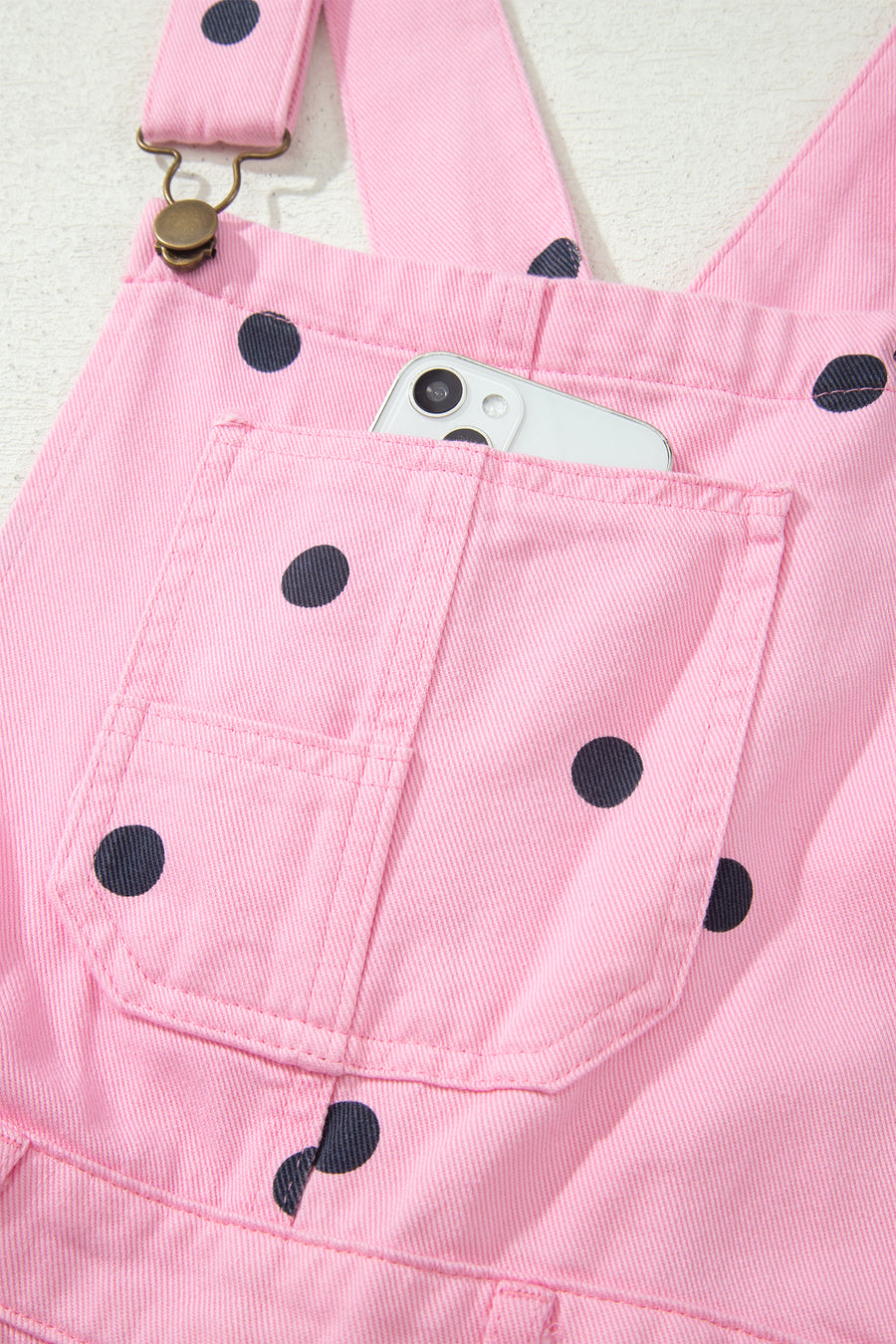 Polka Dot Denim Barrel Overalls Jumpsuit Women UK