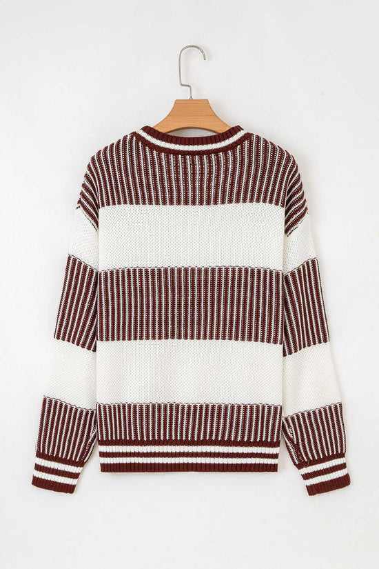 Loose Fit Striped Jumper – Two-Tone
