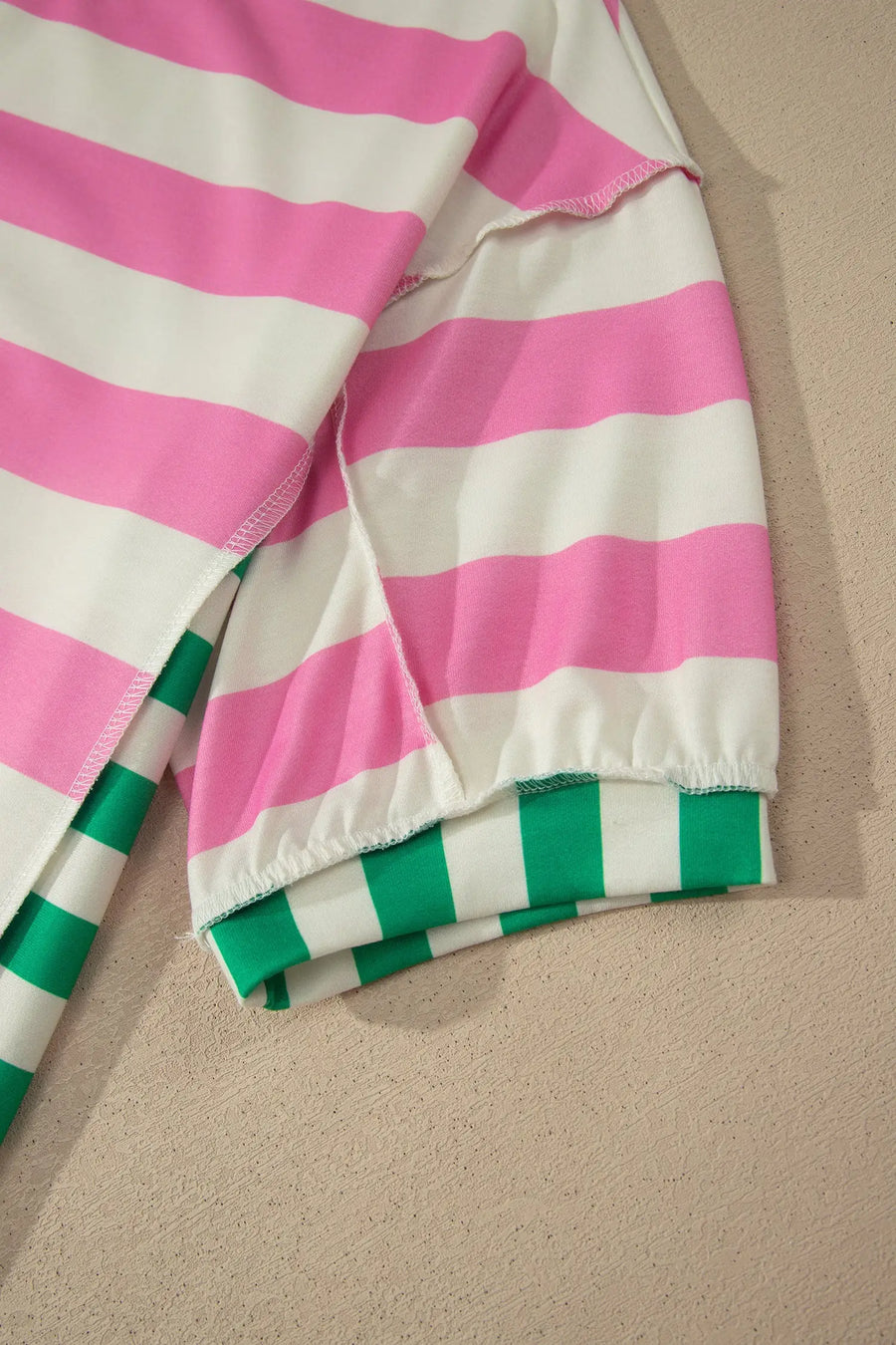 Stripe Exposed Seam Contrast Oversized Top Women UK — angled third option | Fashionfitz UK