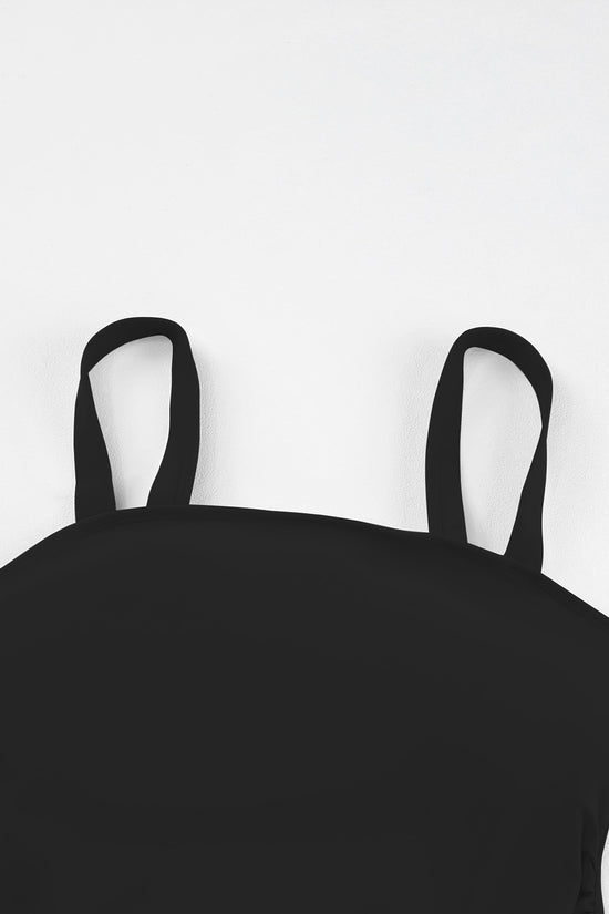 Black Square Neck Tankini Swimsuit