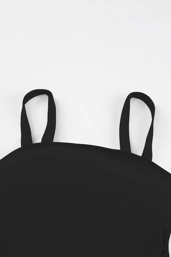 Black square neck sleeveless tankini swimsuit | fashionfitz