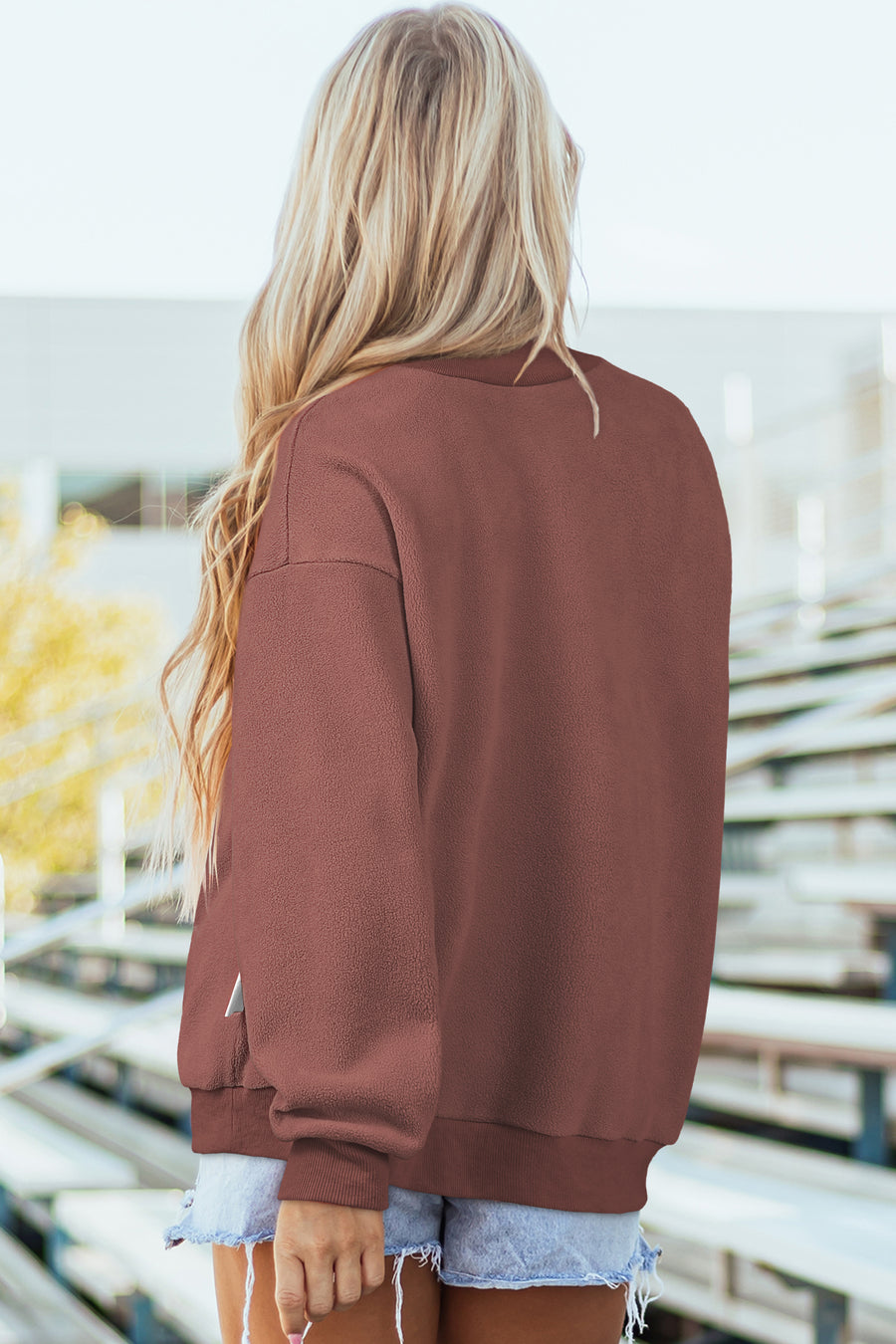 Drop Shoulder Reversible Mock Neck Sweatshirt Women UK