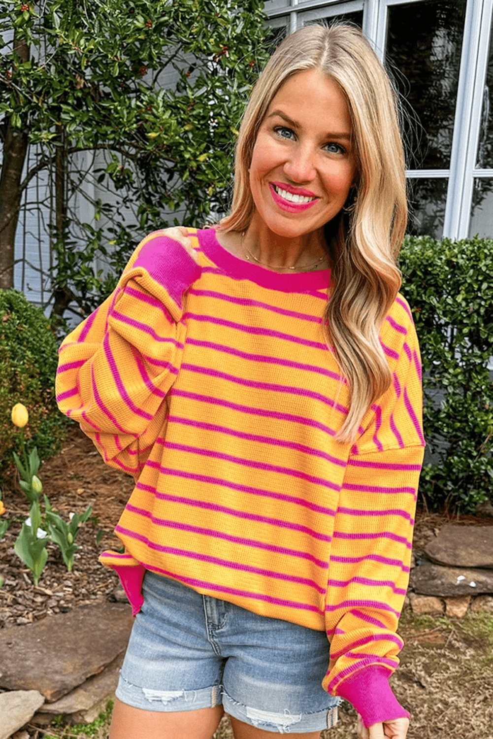 Stripe Hug Loose Fit Sweater