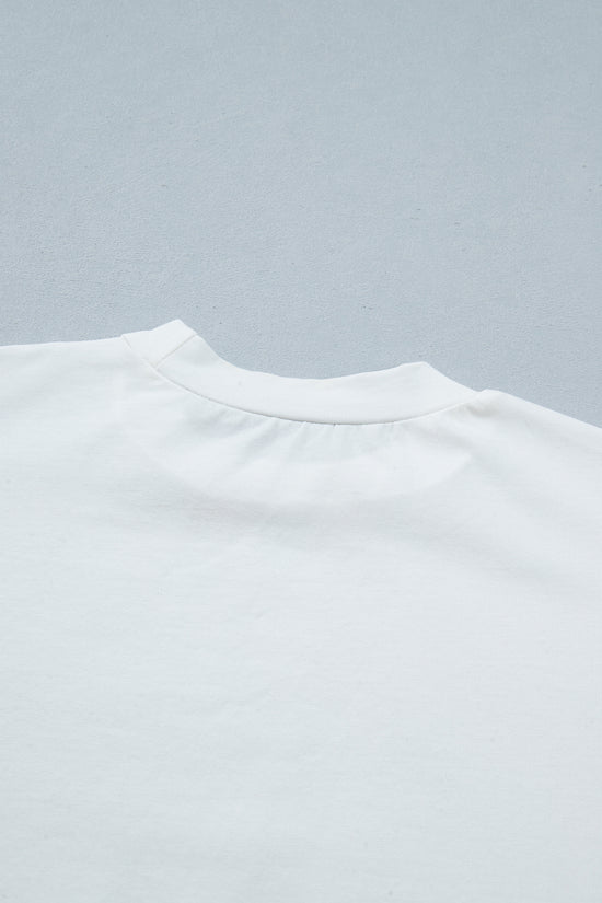 Asymmetric Lace Hem Floral Patchwork Short Sleeve Tee