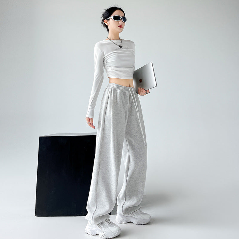 Straight leg cotton trousers — full length view women UK