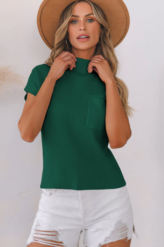 Ribbed Knit Short Sleeve Sweater – Soft & Stylish
