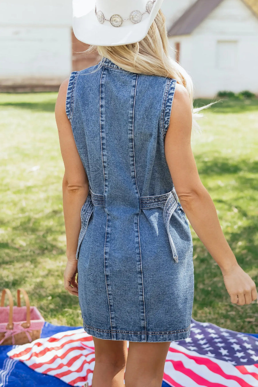Western Belt Sleeveless Denim Mini Dress Women UK