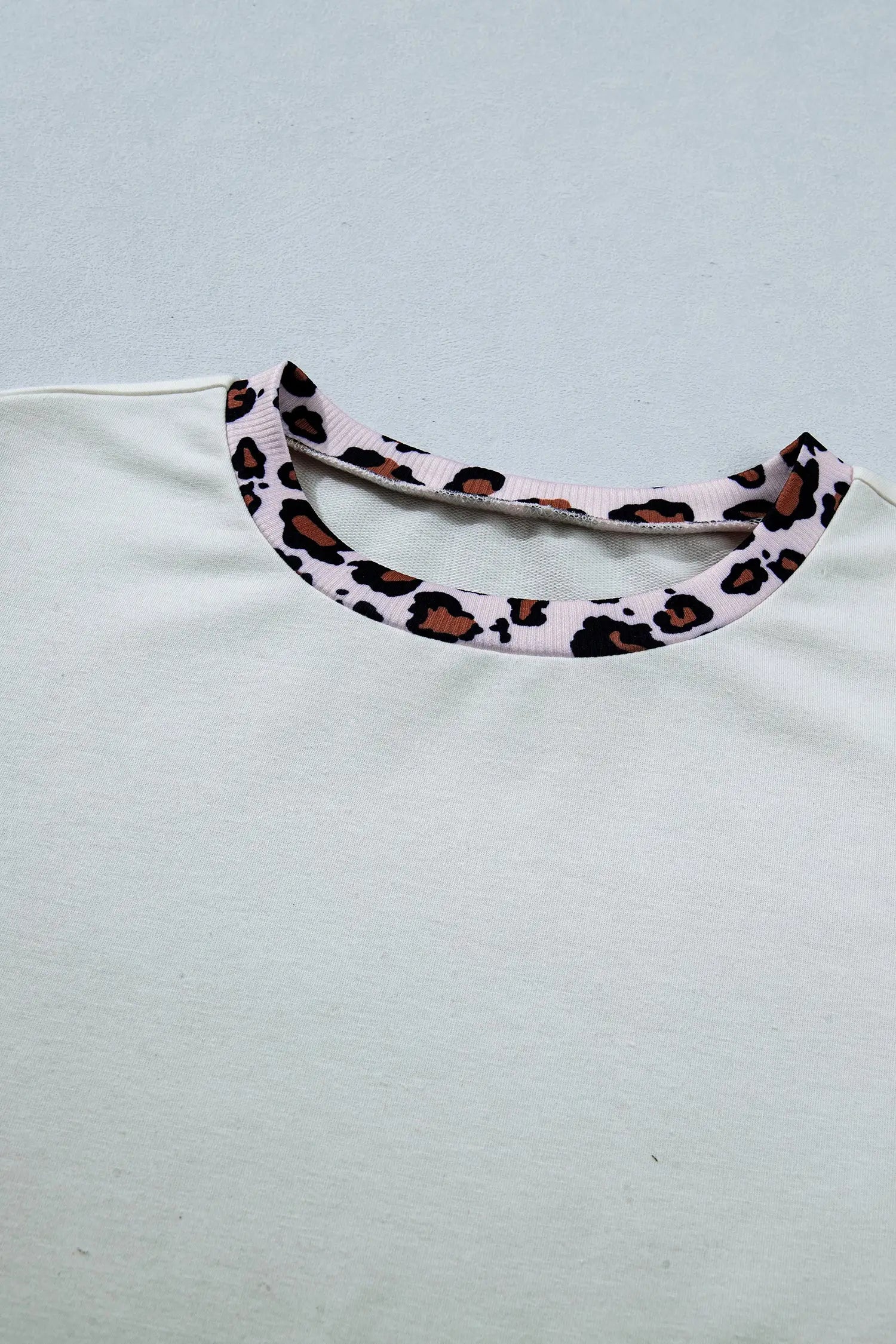 Ribbed leopard patchwork uneven hem t-shirt t-shirts