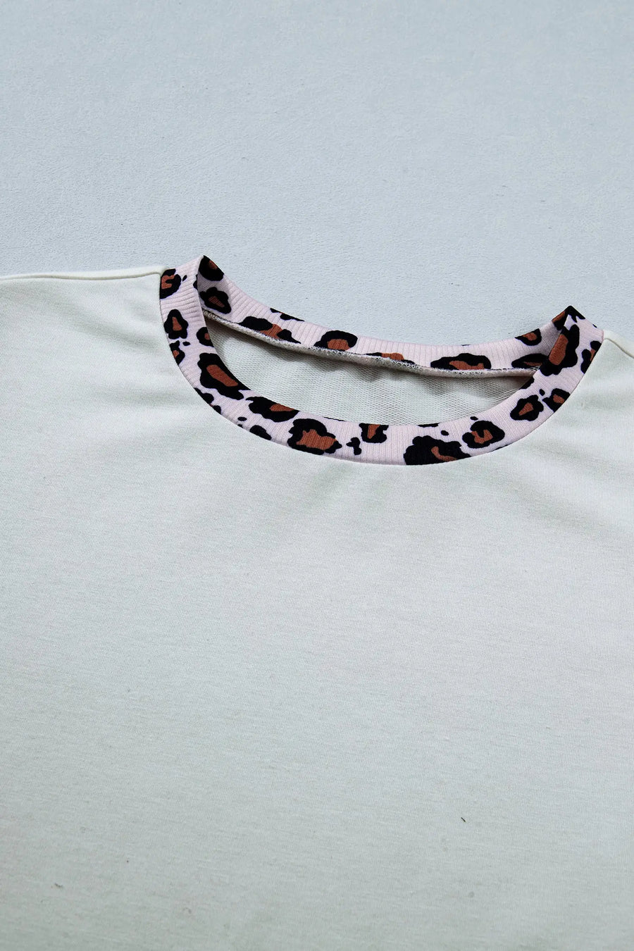 Ribbed leopard patchwork uneven hem t-shirt t-shirts