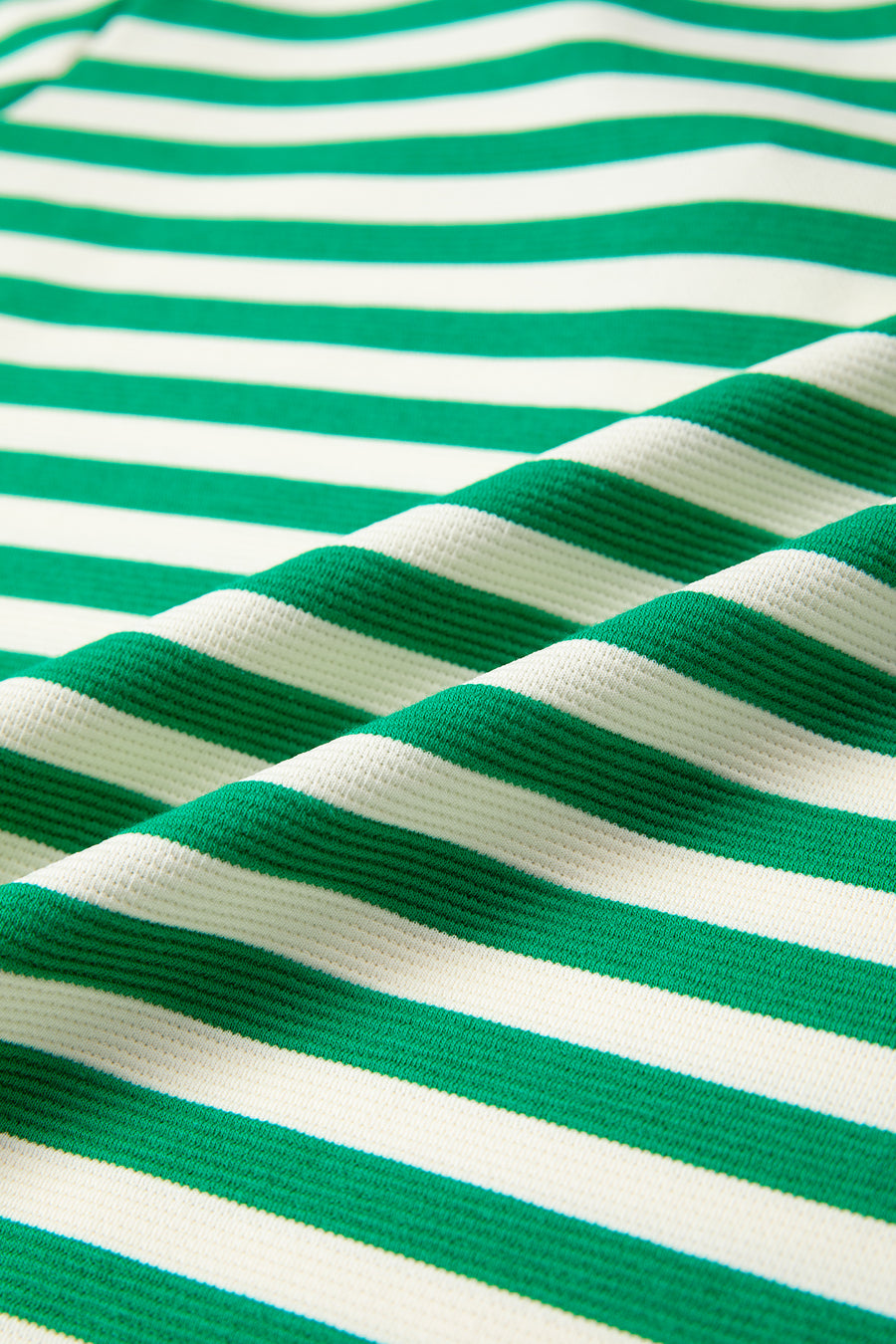 Stripe Contrast Trim Polo Collar Ruffled Short Sleeve Blouse