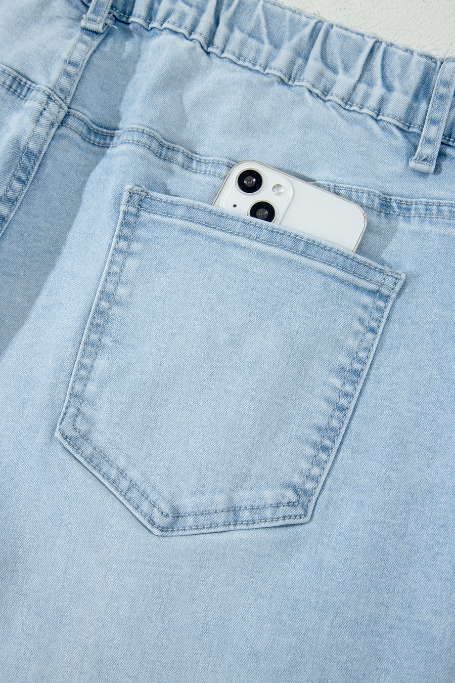 Seam Detail Patch Pocket Raw Cut Shift Plus Size Jeans Women UK