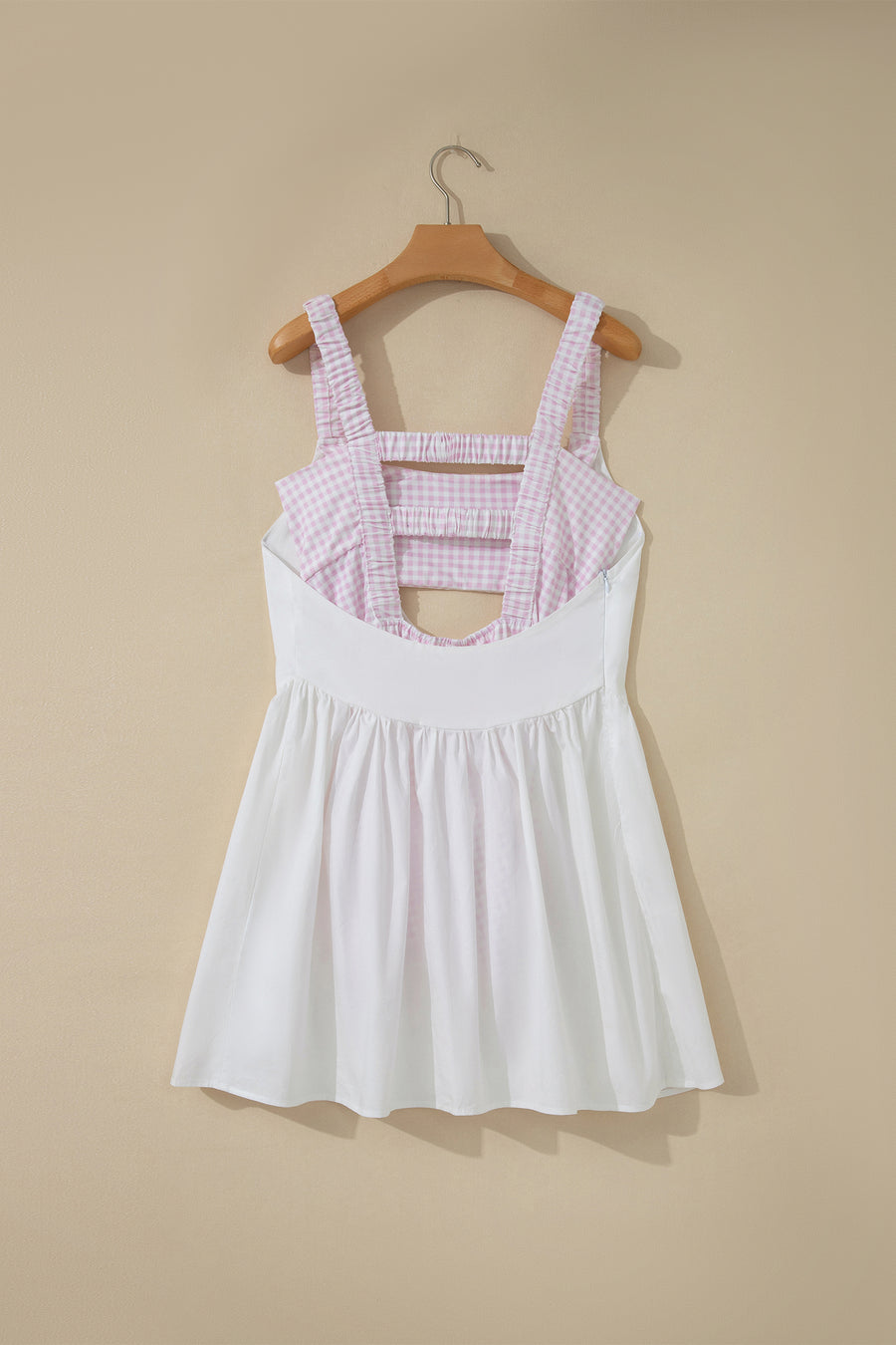 Gingham Patchwork Faux Two Piece Loose Mini Dress Women UK