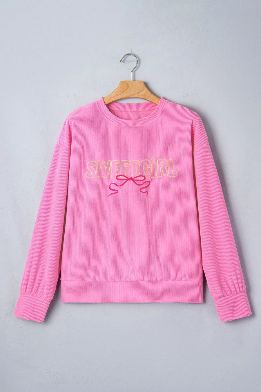 Bonbon Sweet Girl Embroidered Graphic Rib Textured Top Women UK
