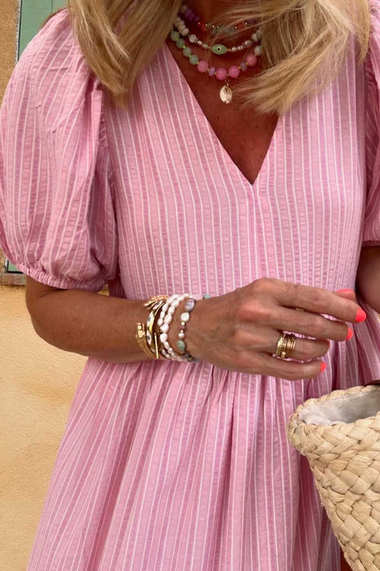 Romantic Pink Stripe Maxi Dress