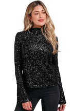 Open Back Sequin Party Top – Bell Sleeves