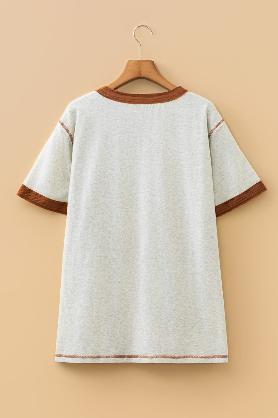 Distressed Colour Block Henley Tee Plus Size Women UK