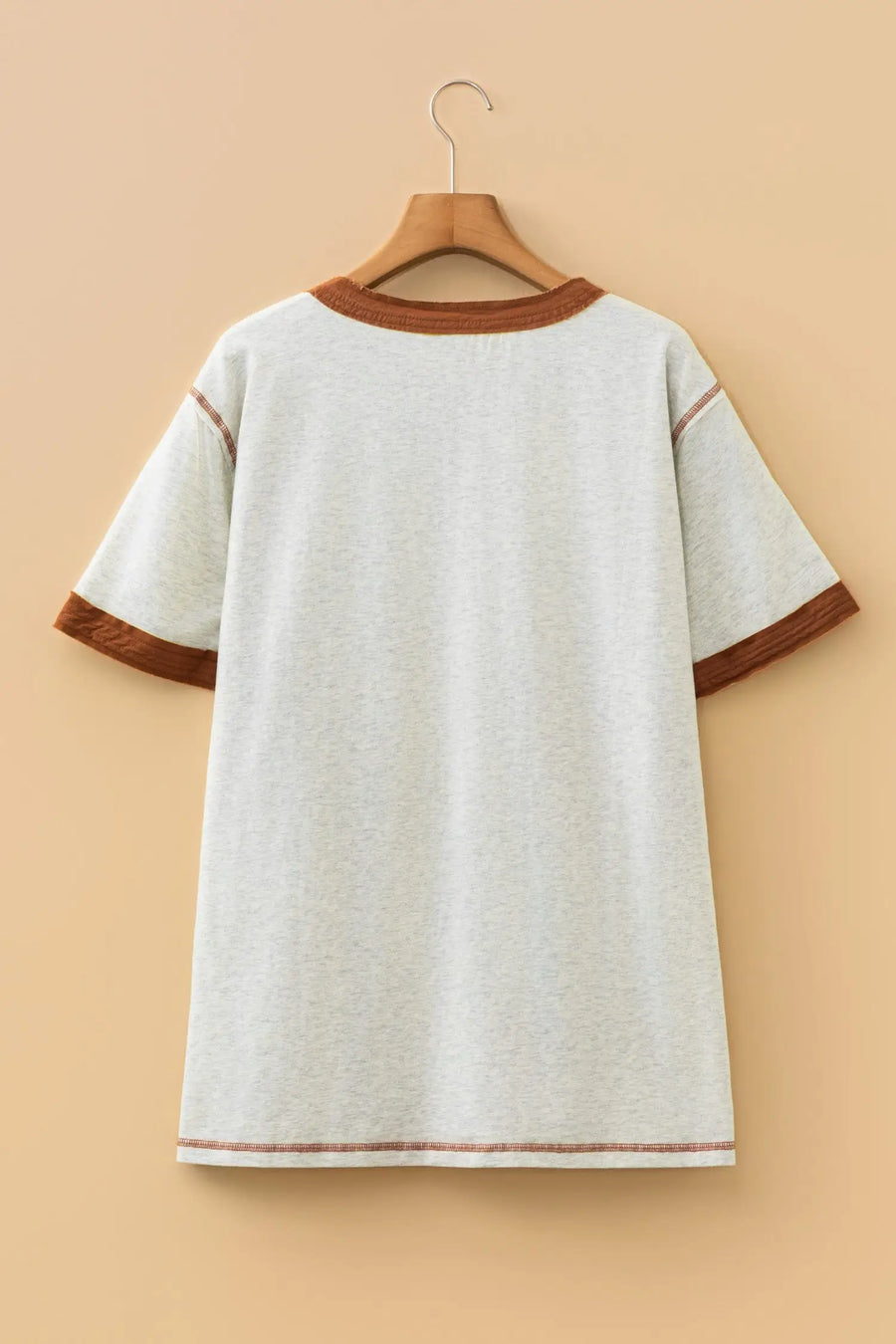 Distressed Colour Block Henley Tee Plus Size Women UK