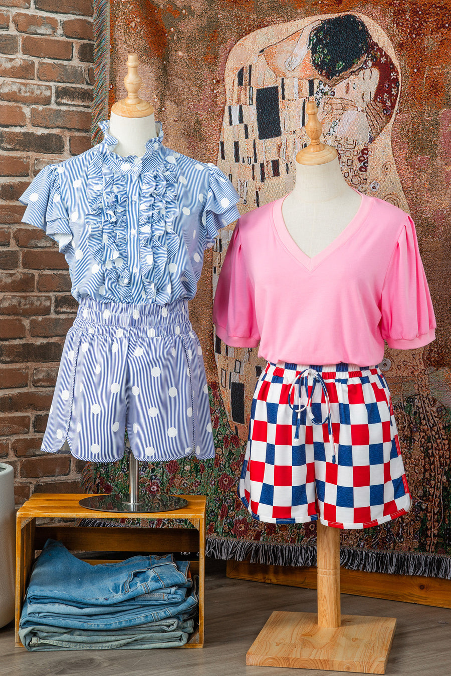 Polka Dot Print Shirred High Waist Casual Shorts — back view third option | Fashionfitz UK