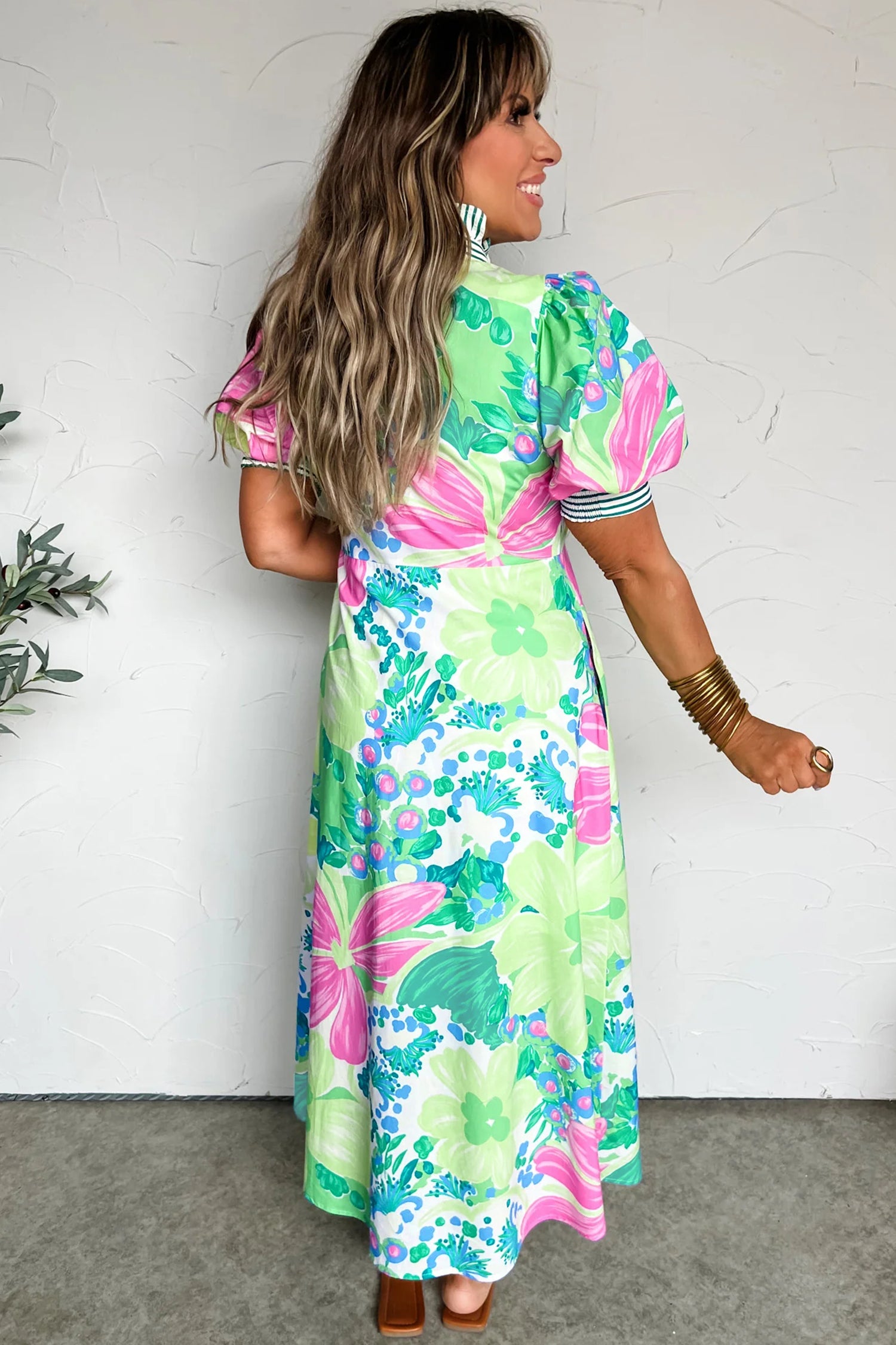 Floral Print Button Down Vacation Dress Women UK
